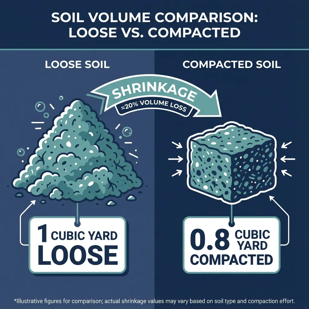 Chart showing soil shrinkage from loose to compacted state