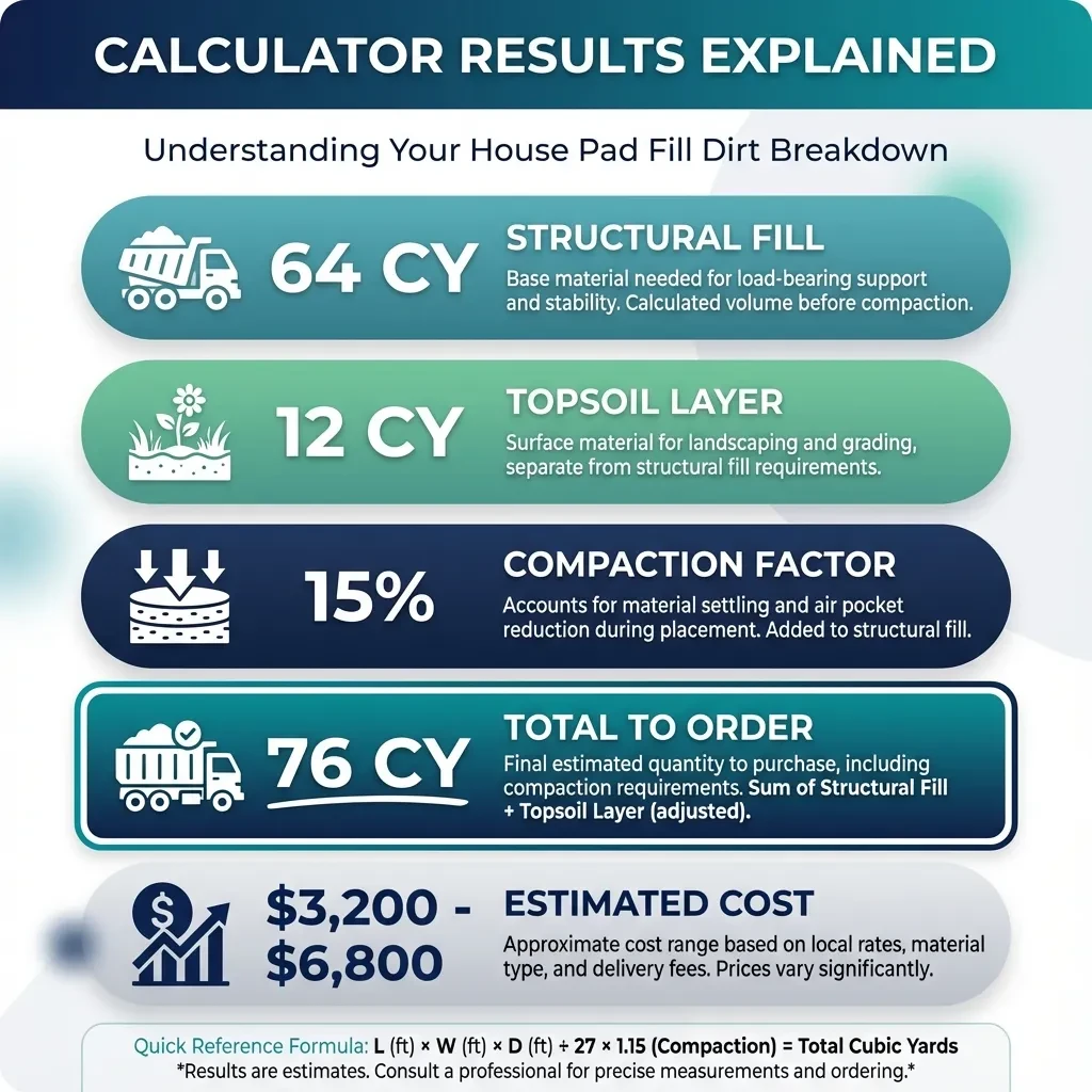 House Pad Calculator Results Breakdown