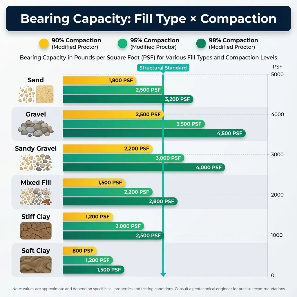 Bearing Capacity by Fill Type and Compaction