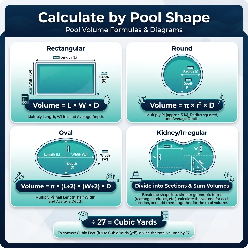 Pool Volume Formulas by Shape